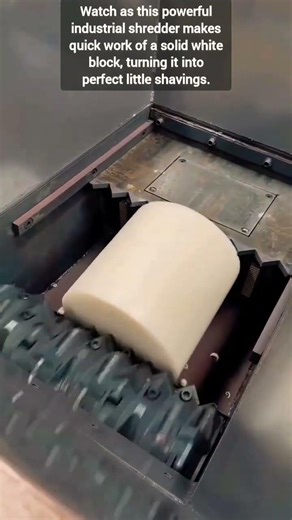 Powerful Industrial Machine Shreds Solid White Block Into Shavings