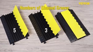 Happybuy 3 Pack of 2 Channel 11000lbs per Axle Capacity Protective Wire Cord Ramp Driveway Rubber Traffic Speed Bumps Cable Protector