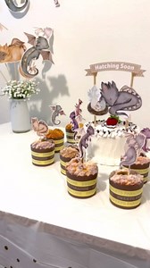 Dragon Baby Shower Decorations Set with Banner Cupcake Toppers Cake Topper and Centerpieces Fantasy Birthday Party Supplies Hatching Soon Theme