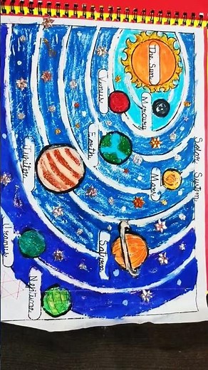 Topic make a solar system project/poster🥰diy solar model/poster#creative ideas#diy#project#shorts😍