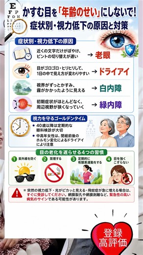 かすむ目を「年齢のせい」にしないで！症状別・視力低下の原因と対策