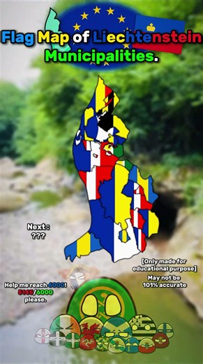 Flag map of Liechtenstein Munisipalities.