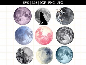 Full Grey Moon Svg Png Jpg Pdf File Types Celestial Body Autumn Lunar Satellite Circle Commercial Use Print on Demand Clipart - Etsy Canada