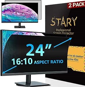 [2 Pack] 24 Inch Computer Privacy Screen Filter for 16:10 Widescreen Monitor-Stary Anti Glare/Blue Light Privacy Screen for Computer Monitor Shield on Data Confidentiality/Easy Installation in Seconds