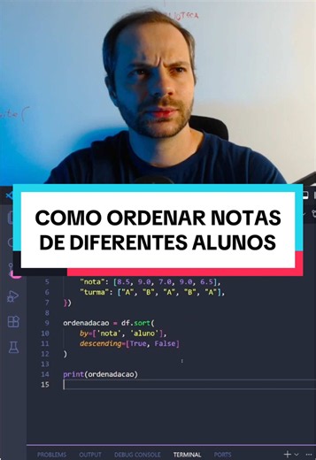 Desafio 173 de Python | Aprenda a ordenar notas de diferentes alunos #python #programacao #iniciante #aprender #tecnologia