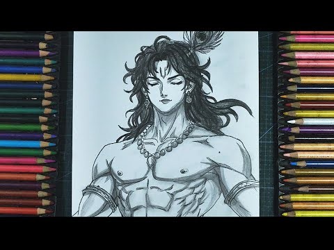 How To Draw Lord Krishna in Anime style || Anime Drawing Step By Step
