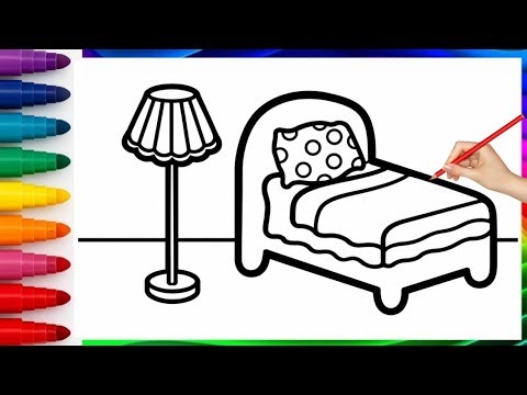 How to draw cute and easy Bedroom | Easy Step by step Drawing, Painting and Coloring for Kids