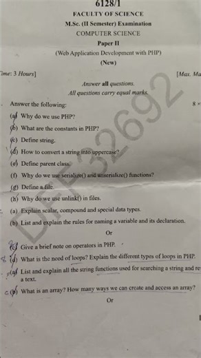 Msc computer science,Web Application Development with Php previous paper