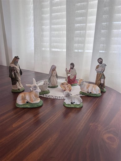 Vintage Porcelain Christmas Nativity Set 9pieces - Etsy