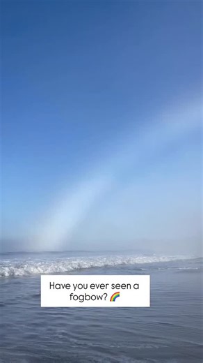 Santa Barbara Channelkeeper on Instagram: "Ever see a rainbow in the fog? That’s called a fogbow!☁️🌈☁️ Fogbows form just like rainbows do—when sunlight bends, reflects, and scatters through water droplets. But in fog, those droplets are much smaller than raindrops (often less than 0.05 mm wide). Because they’re so tiny, the light waves spread out and overlap instead of separating cleanly into distinct colors. The result? The colors blur together into a pale arc, sometimes (like today!) with fai
