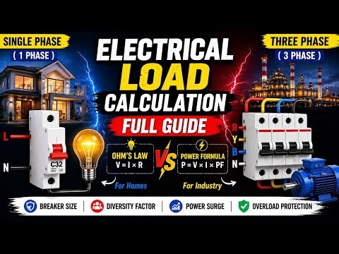 Electrical Load Calculation Full Guide ⚡ | Ohm’s Law + Watts, Amps, Volts + Breaker Size (Hindi)