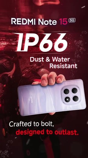 REDMI Note 15 5G | IP66 Dust & Water Resistance | Slimply Superb Durability