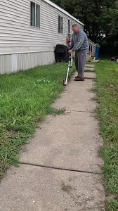 No one would help her in trailer park so we cleaned her sidewalks for free #mowing #reels #overgrown #edging | Outdoors with Erik