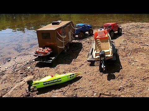 Rc boat LAUNCH,SEA-DOO,RACING BOAT,CAMPER TRAILER TRX4,SCX 10,ADVENTURE.