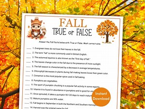 Fall Trivia Game, Printable Fall Trivia Games, Printable Autumn Games, Fall Party Games, Fall Printable Activity for Kids, Family Game Night - Etsy
