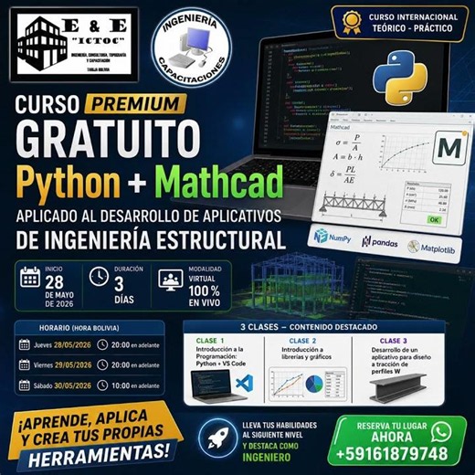 CURSO GRATUITO PREMIUM "PYTHON + MATHCAD - DESARROLLO DE APLICATIVOS"