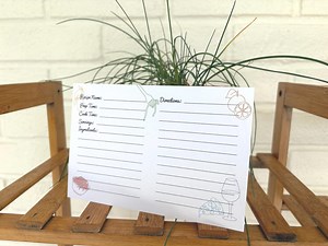 Recipe Card, Hand Drawn Recipe Card 4x6, Printable Recipe Card, Kitchen Recipe Card, Digital Recipe Card, Minimalist Recipe Card - Etsy