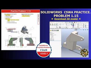 Pass the CSWA Exam | CSWA Practice 1.15 Solution | SolidWorks tutorial, 3D Modeling