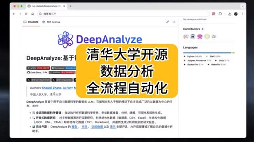 你有A I機器人了嗎？ on Instagram: "有沒有想過，只要丟一堆原始數據，就能自動生出一份分析師等級的專業報告？🤖 最近清華大學免費開源了一個超狂的 AI 工具 DeepAnalyze，根本是數據分析師的夢幻助手啊！⚡️ 它能幫你把繁瑣的數據工作全部自動化，讓你從此告別加班地獄！ DeepAnalyze 不只是一個模型，它是一套完整的「自主數據科學系統」，能做到什麼程度？ 🚀 全流程自動化：從數據準備、分析、建模、視覺化到報告生成，通通一手包辦！ 📊 多元數據支援：不論是 CSV、Excel、JSON 這種常見格式，還是更複雜的 XML、Markdown，它都能處理！ 🧠 智慧體 LLM：這是國內首個能自己「動腦」搞數據科學的 AI 智慧體。 ✨ 最終成果：直接給你一份高品質的研究報告，像影片裡那樣，圖文並茂，有分析有結論！ 重點是！它連模型、程式碼、訓練數據和部署教學都完全開源了！🤯 你不用寫程式，不用花大錢，只要把數據丟進去，就能讓 AI 幫你搞定一切。 想讓你的數據分析工作效率翻倍嗎？快去試試看 DeepAnalyze 吧！這絕對是提升生產力的終極秘技！ 留