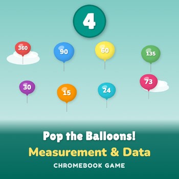 4th Grade Measurement Math Game Set C5a | Balloon Pop | Sub Plans Ready