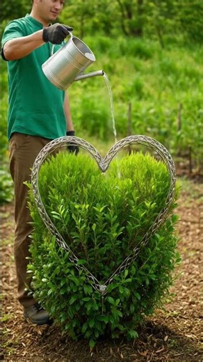 Magical Transformation: How to Make a Living Heart Out of an Ordinary Bush! 💚 #garden #gardening