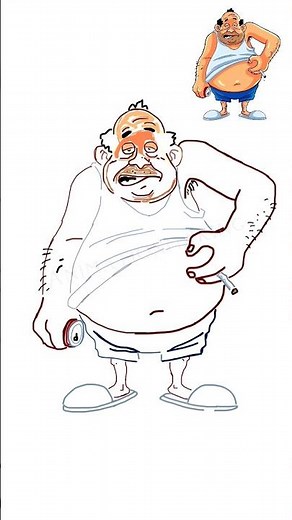 How to draw fat people step by step #shorts #fat #drawing #art #cartooncharacter