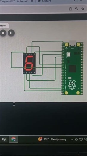 seven segment & rasberry simulation (1to 9)#simulation #sevensegmentdisplay #rasberry #shortsfeed