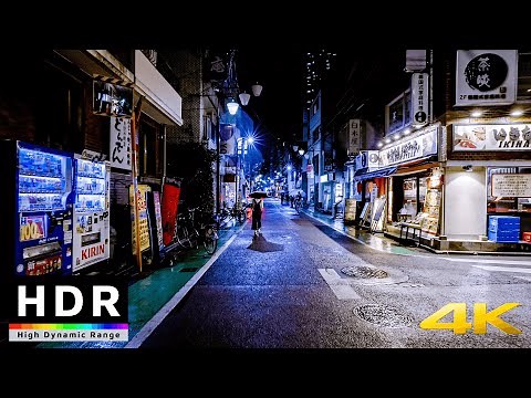 【4K HDR】Rainy Night Walk in Tokyo Backstreets - Akebonobashi Japan