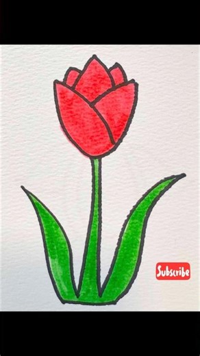 How to draw a tulip- easy kids drawing #asiankids #shorts