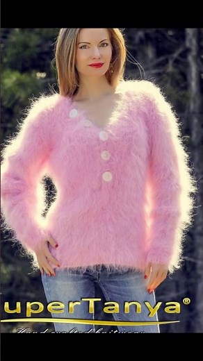 Sexy summer pink hand knitted mohair sweater