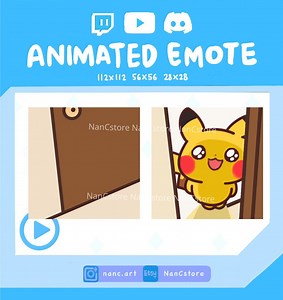 Pikachu Admiring Behind the Door Animated Emote | Kawaii Cute for Twitch Discord Streaming| Adorable Applaud Lurk Appreciate Surprise - Etsy