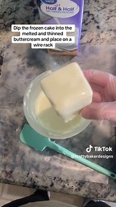 Make petit fours with me! This is my way and how I enjoy them! These are for my cousins baby shower. #petitfours #cake #caketok #diy #tutorial #cakedecorating #minicake #tinycakes #buttercream #baker #baking #cakes #cupcakes #buttercreamcake