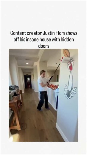 worky on Instagram: "The post shares a viral video tour of Justin Flom's Las Vegas 'fun house', a former magician's home featuring over a dozen hidden doors leading to secret rooms like a disco behind a soda machine and a foam pit for family play. Flom, a content creator with billions of views across platforms, designed the house to infuse everyday spaces with magic-inspired whimsy, drawing from his career to create interactive environments that prioritise childlike wonder over practicality. Hig