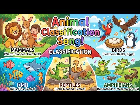 Animal Classification Song! | Learn Mammals, Birds, Fish, Reptiles & Amphibians for Kids
