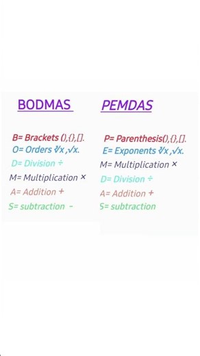 Rules of BODMAS & PEMDAS#maths #pemdas #bodmas