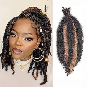 Toyotress Springy Afro Twist Hair - Short Marly Hair 10 Inch 6 Packs Pre-Fluffed Black Mix Blonde Spring Twist Hair, Butterfly Faux Locs Crochet Braids Pre-sectioned Afro Kinky Marley Twist Braiding Hair Extensions（10 inch, P1B/27-6P）