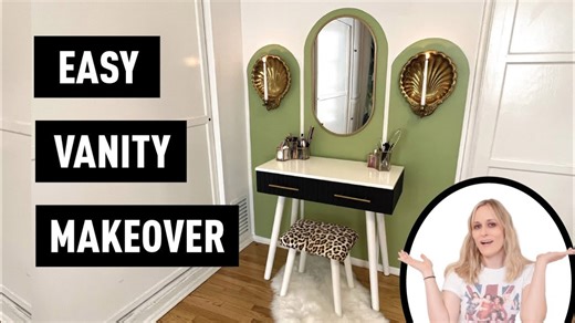 Fluted vanity table makeover with an easy popsicle hack