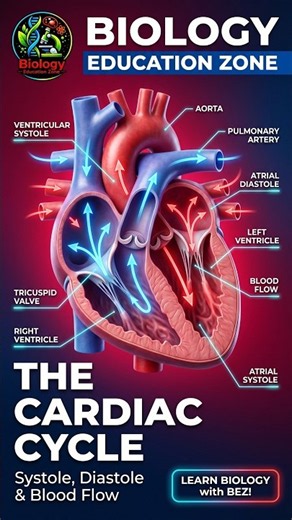 The Cardiac Cycle: Systole, Diastole, and Blood Flow #biologyshorts #anatomy
