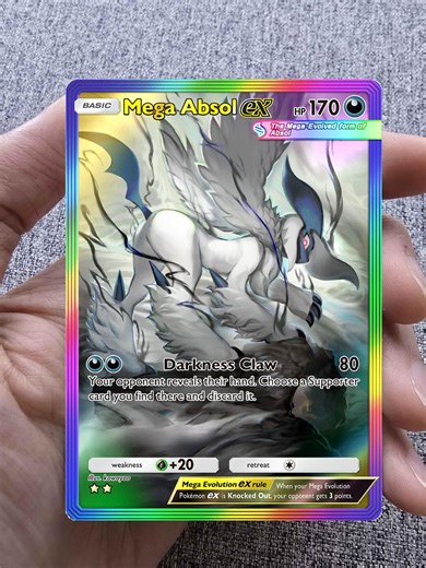 Custom, Holographic, Glossy, Pocket TCG Handcrafted Pokémon Cards - Absol Ex Rainbow B1 Mega Rising - Etsy