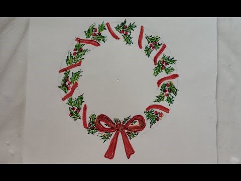 Minimalistic Holly Wreath - How to Draw a Simple Holly Wreath using Gel Pens and Sketch Pens