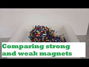 A very strong and a weak magnet compared, using magnetic strips #physics #physicsfun