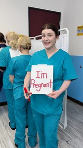 Nurse tells doctor they're having a baby! The hospital staff came together to help this nurse reveal that shes having a baby! They played a fun game to let the father know! | Network Media Cares
