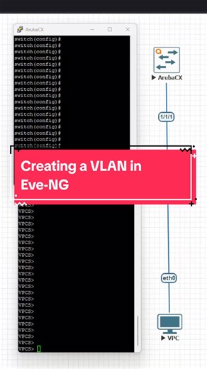 Creating a Vlan and Vlan interface in #ArubaCX inside of #EVENG #networking #networkengineering #sysadmin #techtok #aruba #informationtechnology