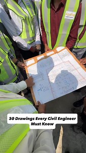 🌈 30 Drawings Every Civil Engineer Must Know 1️⃣ Architectural Drawings – Plans, elevations, sections 2️⃣ Structural Drawings – Footing, beam, column, slab, PT 3️⃣ GFC / IFC Drawings – Issued-for-construction 4️⃣ Centerline Plan – Grid wall positioning 5️⃣ Column Layout Plan – Exact column locations 6️⃣ BBS (Bar Bending Schedule) – Steel cutting & bending 7️⃣ Electrical Drawings – Wiring, DB, lighting 8️⃣ Plumbing Drawings – Water supply & drainage 9️⃣ HVAC Drawings – Ducting & ventilation 🔟 F