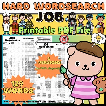 Career Exploration Jobs Hard Word Search Puzzle Labor Day Activity 129 Words