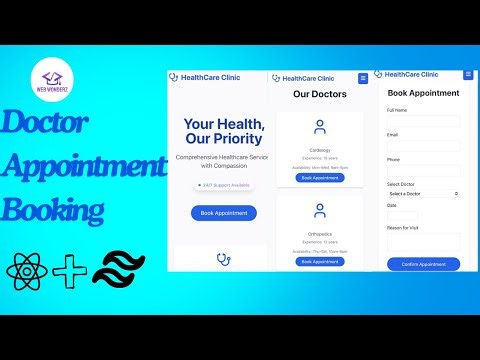 How to build Doctor Appointment Booking Website with React.js, Tailwind CSS 🔥