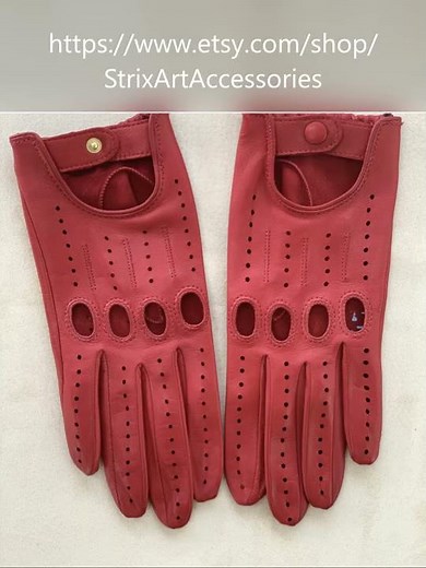 RED LEATHER DRIVING GLOVES