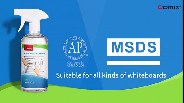 Comix Non-toxic Whiteboard Cleaner with Cleaning Cloth, 17oz White Board Cleaning Spray, Low Odor Dry Erase Cleaner for Removing Stubborn Marks on Whiteboard, Chalkboards, 2 Pack