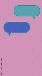 Colorful bright text chat screen with speech bubbles, showing a conversation.