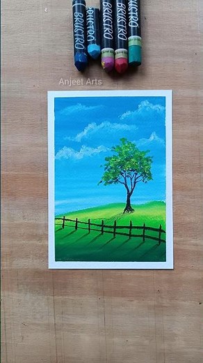 Easy Landscape Scenery Drawing Tutorial for Beginners #shorts